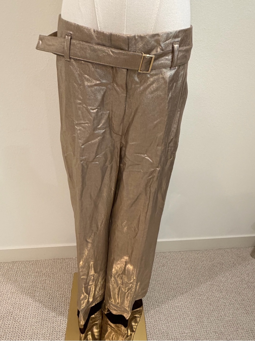 RAFFAELLO ROSSI Metallic Bronze Pants